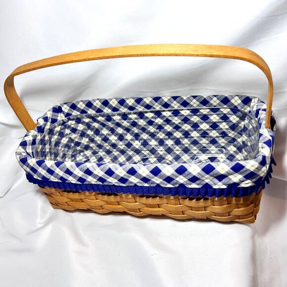 Longaberger 2003- Blue Ribbon Collection Canning Basket-Blue/White/Plastic-Plaid - Picture 2 of 16